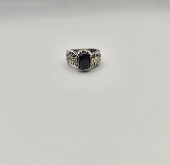 Beautiful Antique Silver Garnet With CZ Diamond Pave Ring - Picture 6 of 8